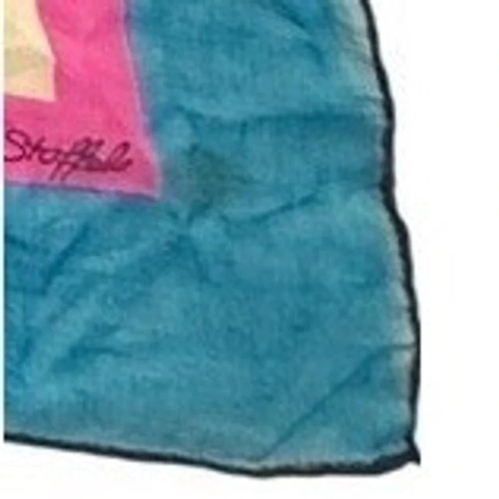 Fisba Stoffels Vintage Square‎ Scarf Blue Pink Black Polka Dot 19